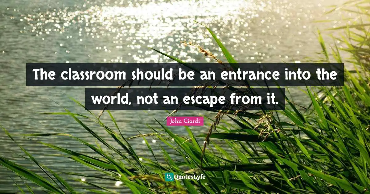 The classroom should be an entrance into the world, not an escape from it.