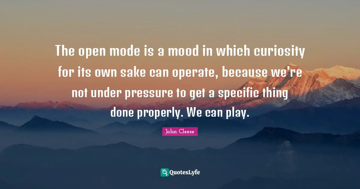 The open mode is a mood in which curiosity for its own sake can operate, because we're not under pressure to get a specific thing done properly. We can play.