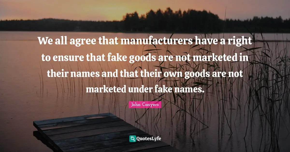 We all agree that manufacturers have a right to ensure that fake goods are not marketed in their names and that their own goods are not marketed under fake names.