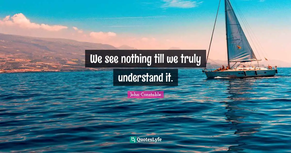 We see nothing till we truly understand it.