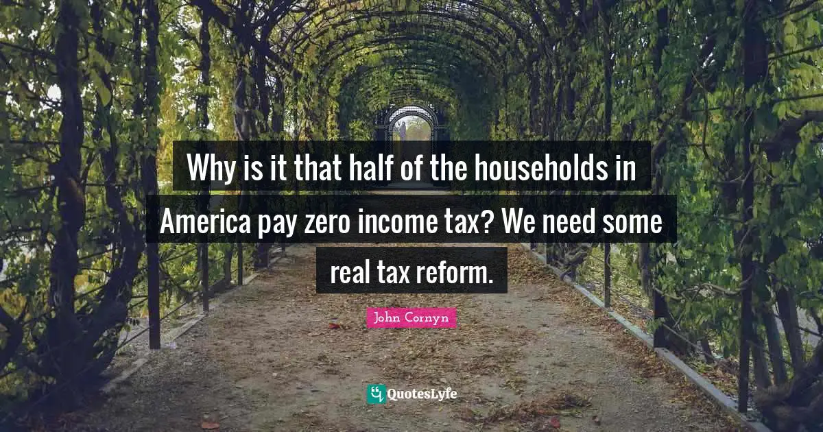 John Cornyn Quotes: "Why is it that half of the households in America pay zero income tax? We need some real tax reform."