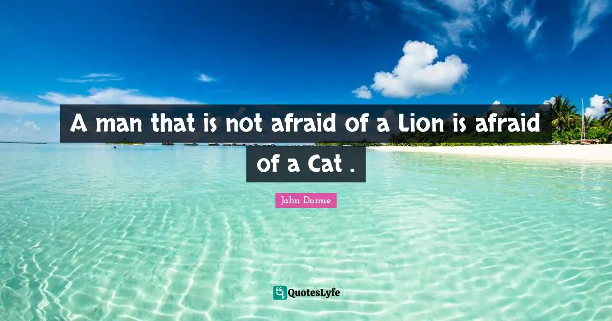 John Donne Quotes: "A man that is not afraid of a Lion is afraid of a Cat ."