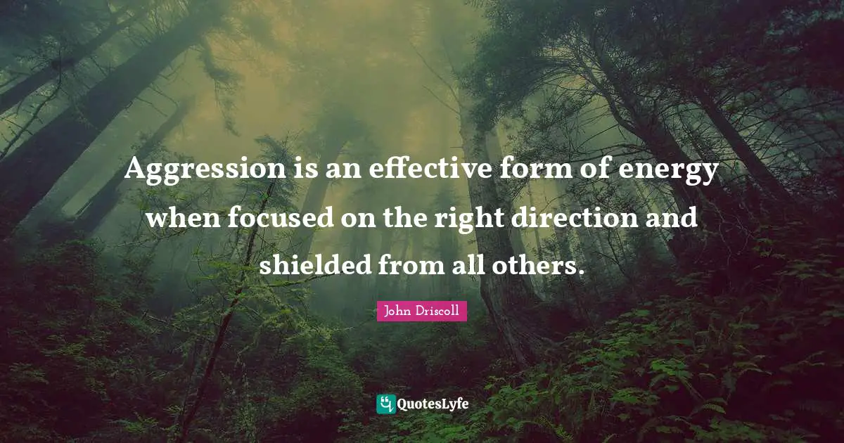 Aggression is an effective form of energy when focused on the right direction and shielded from all others.