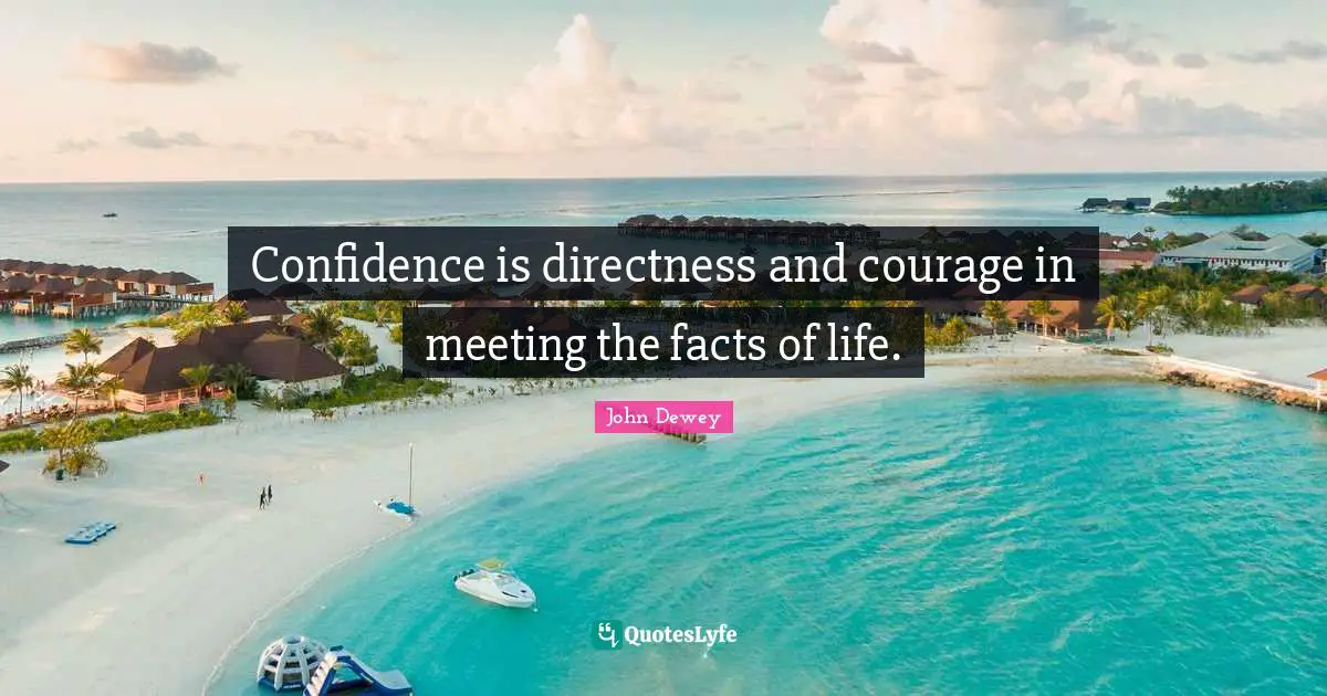 Confidence is directness and courage in meeting the facts of life.