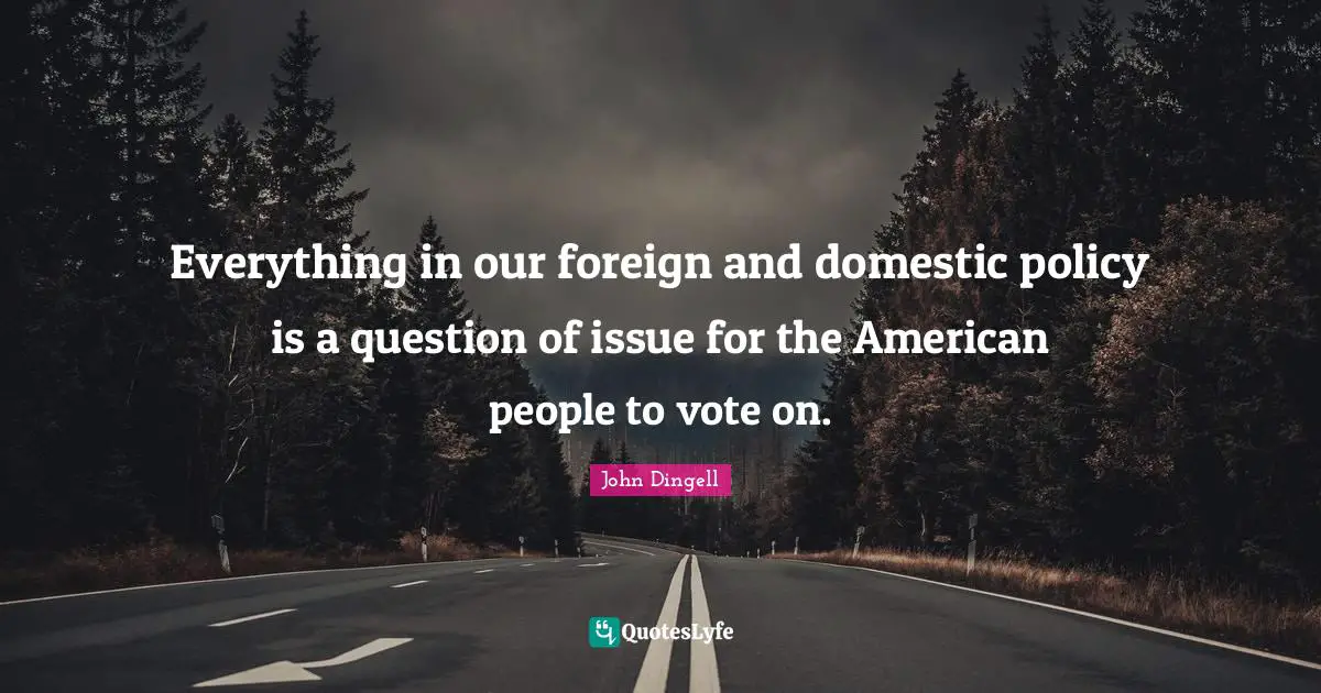 Everything in our foreign and domestic policy is a question of issue for the American people to vote on.