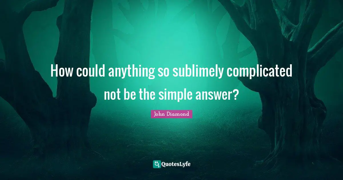 How could anything so sublimely complicated not be the simple answer?