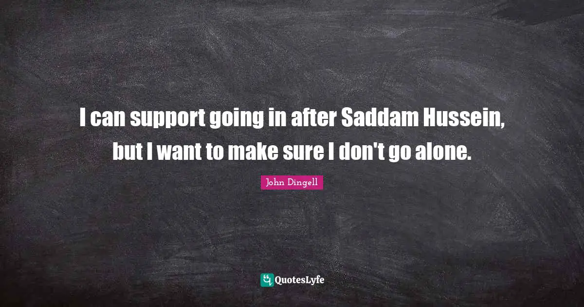 I can support going in after Saddam Hussein, but I want to make sure I don't go alone.