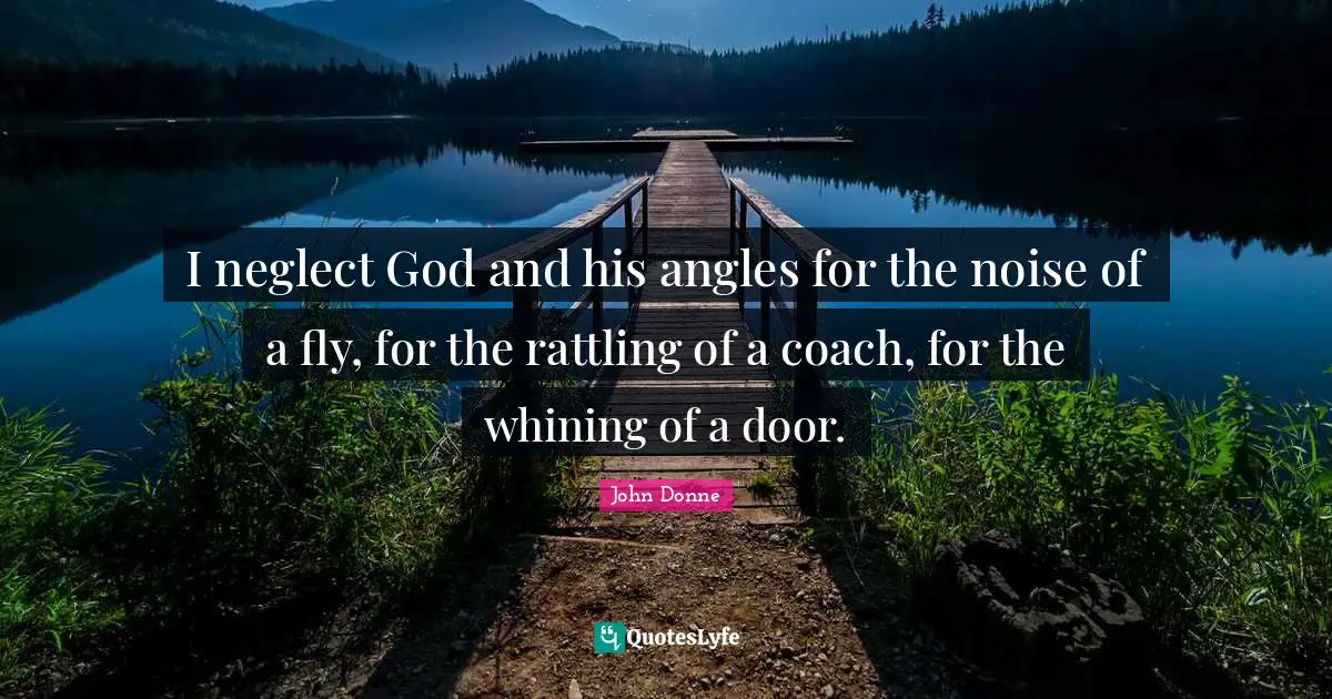 John Donne Quotes: "I neglect God and his angles for the noise of a fly, for the rattling of a coach, for the whining of a door."