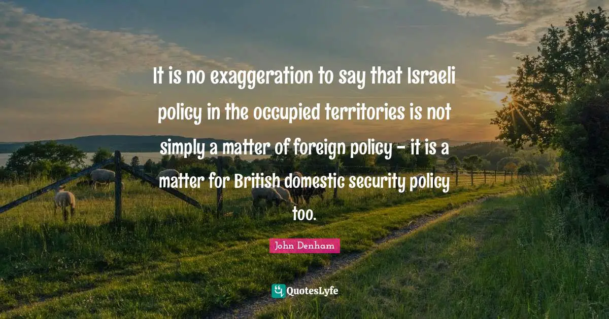 It is no exaggeration to say that Israeli policy in the occupied territories is not simply a matter of foreign policy - it is a matter for British domestic security policy too.