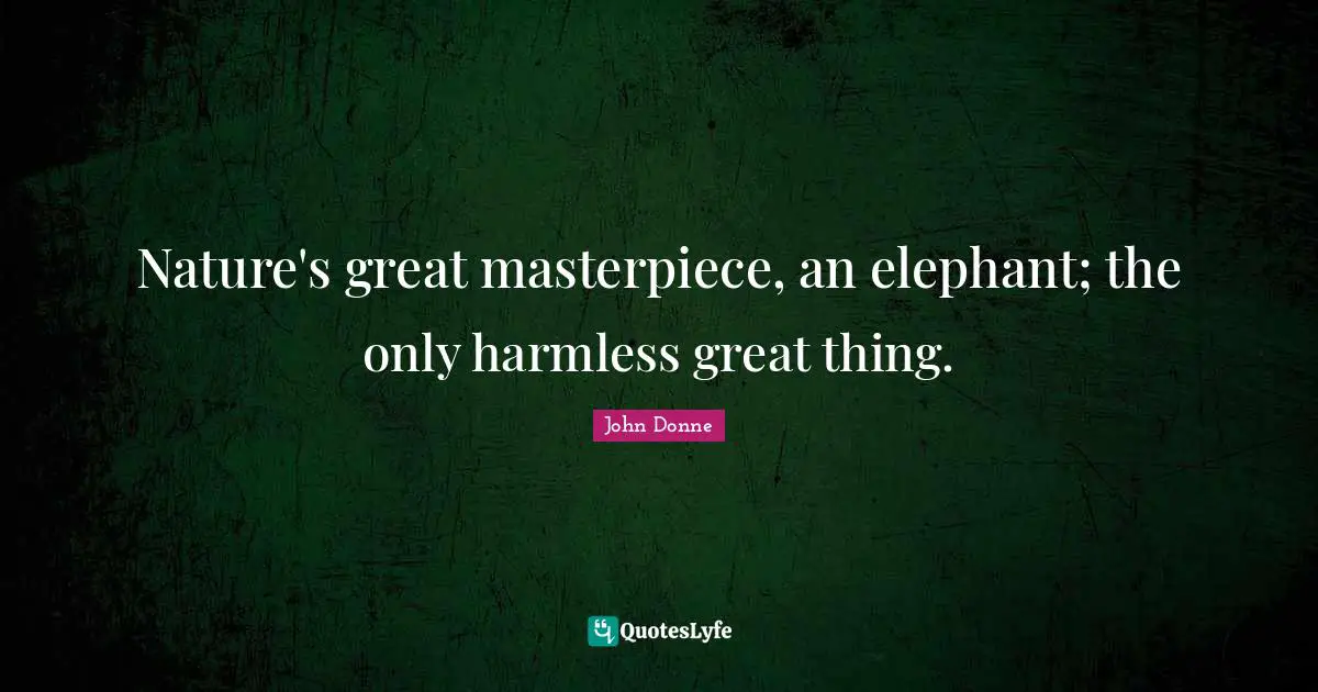 John Donne Quotes: "Nature's great masterpiece, an elephant; the only harmless great thing."