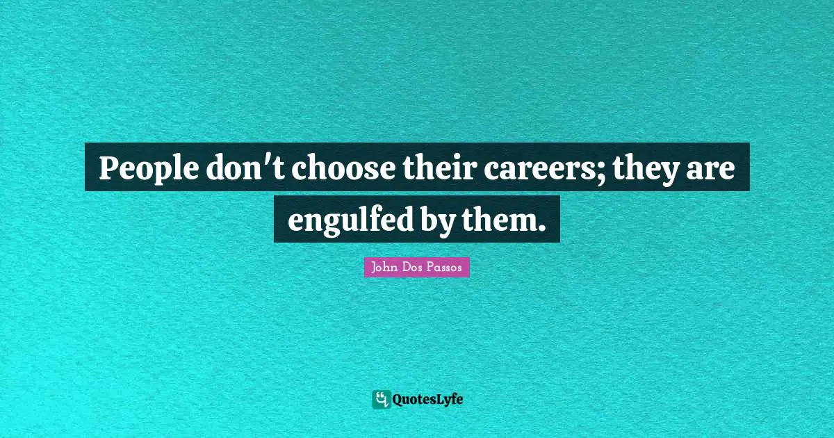 People don't choose their careers; they are engulfed by them.