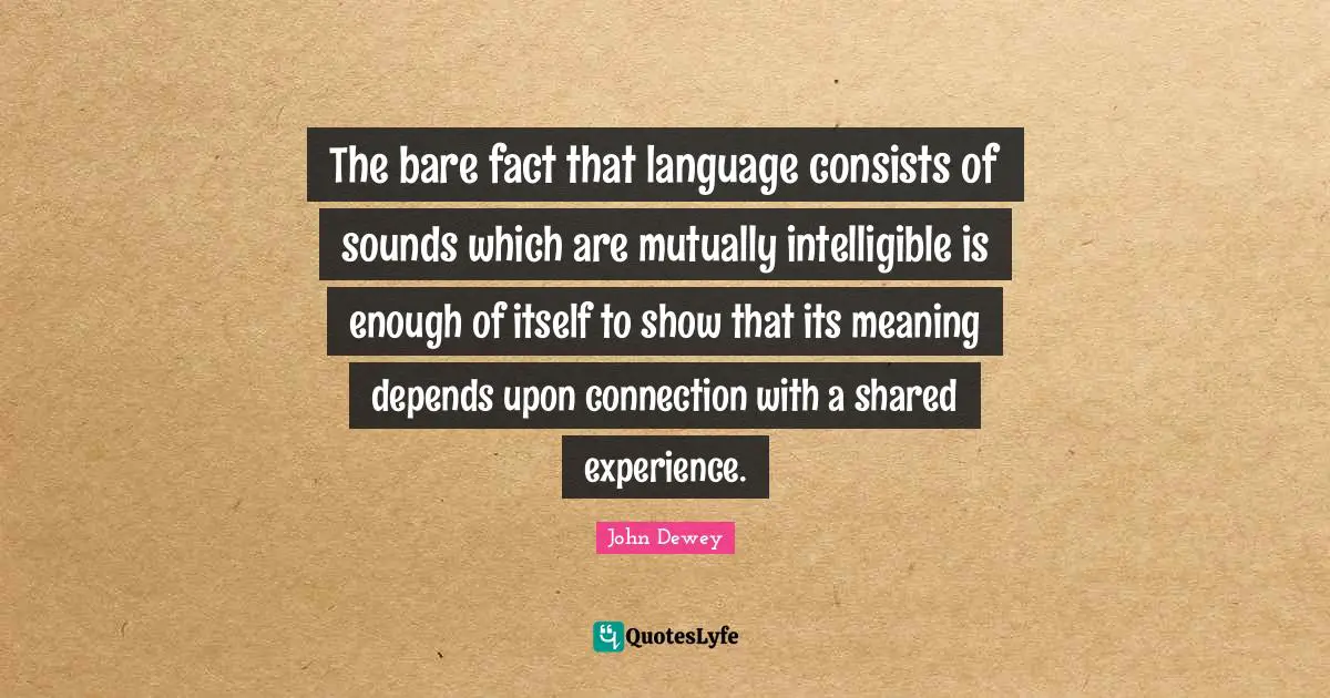 The bare fact that language consists of sounds which are mutually intelligible is enough of itself to show that its meaning depends upon connection with a shared experience.