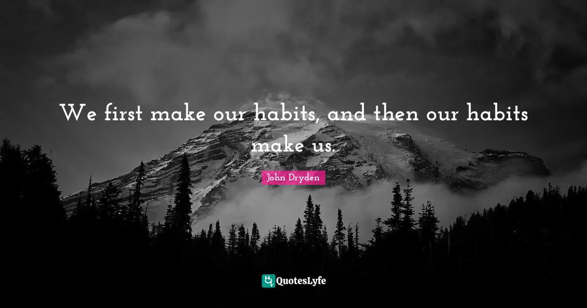 We first make our habits, and then our habits make us.