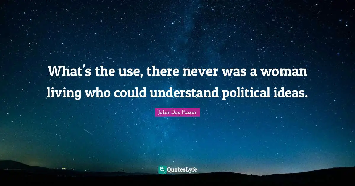 What's the use, there never was a woman living who could understand political ideas.