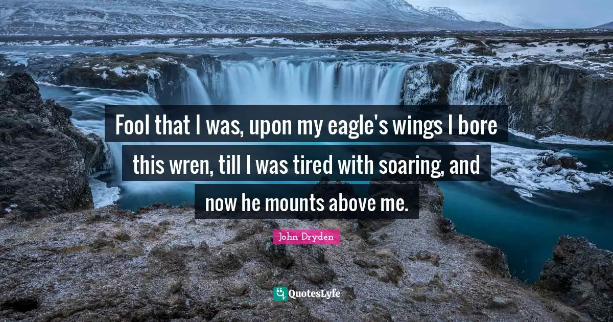 Fool that I was, upon my eagle's wings I bore this wren, till I was tired with soaring, and now he mounts above me.