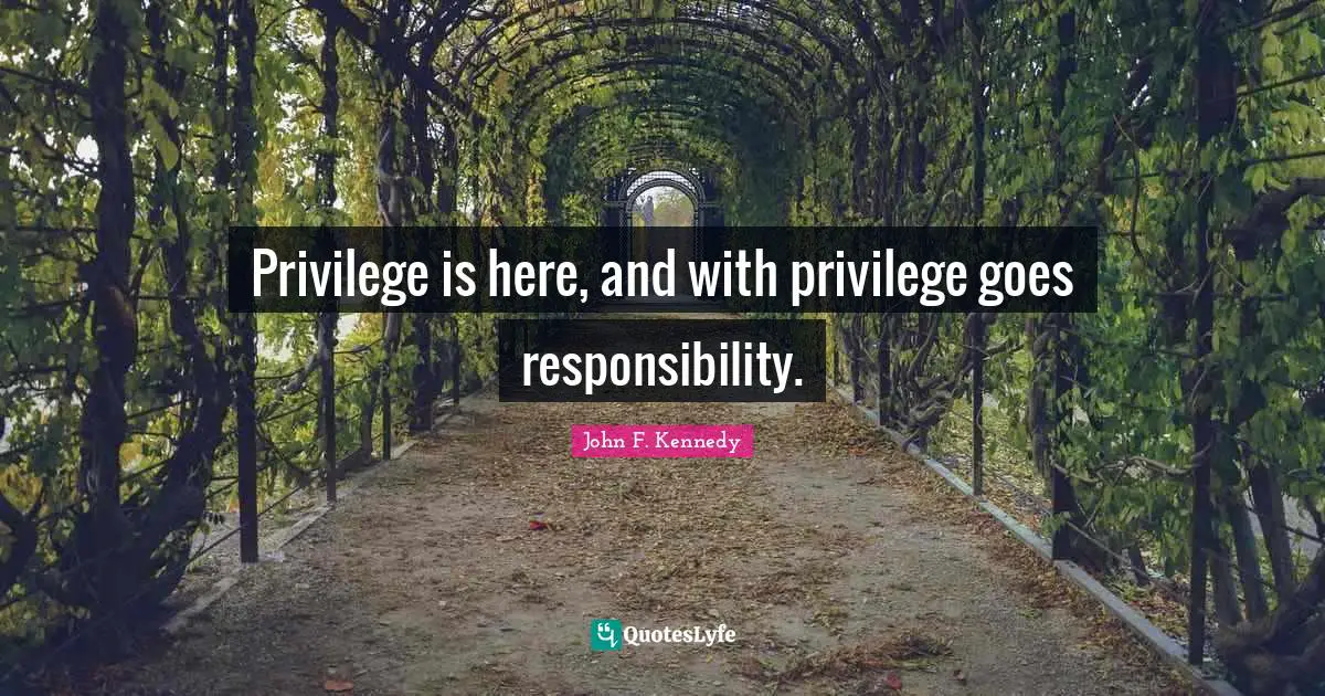 Privilege is here, and with privilege goes responsibility.