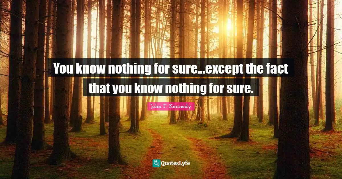 You know nothing for sure...except the fact that you know nothing for sure.