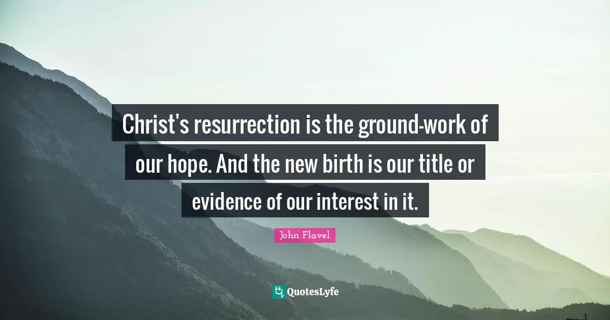 Christ's resurrection is the ground-work of our hope. And the new birth is our title or evidence of our interest in it.