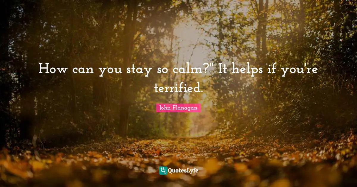 How can you stay so calm?" It helps if you're terrified.