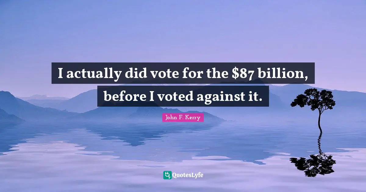 I actually did vote for the $87 billion, before I voted against it.