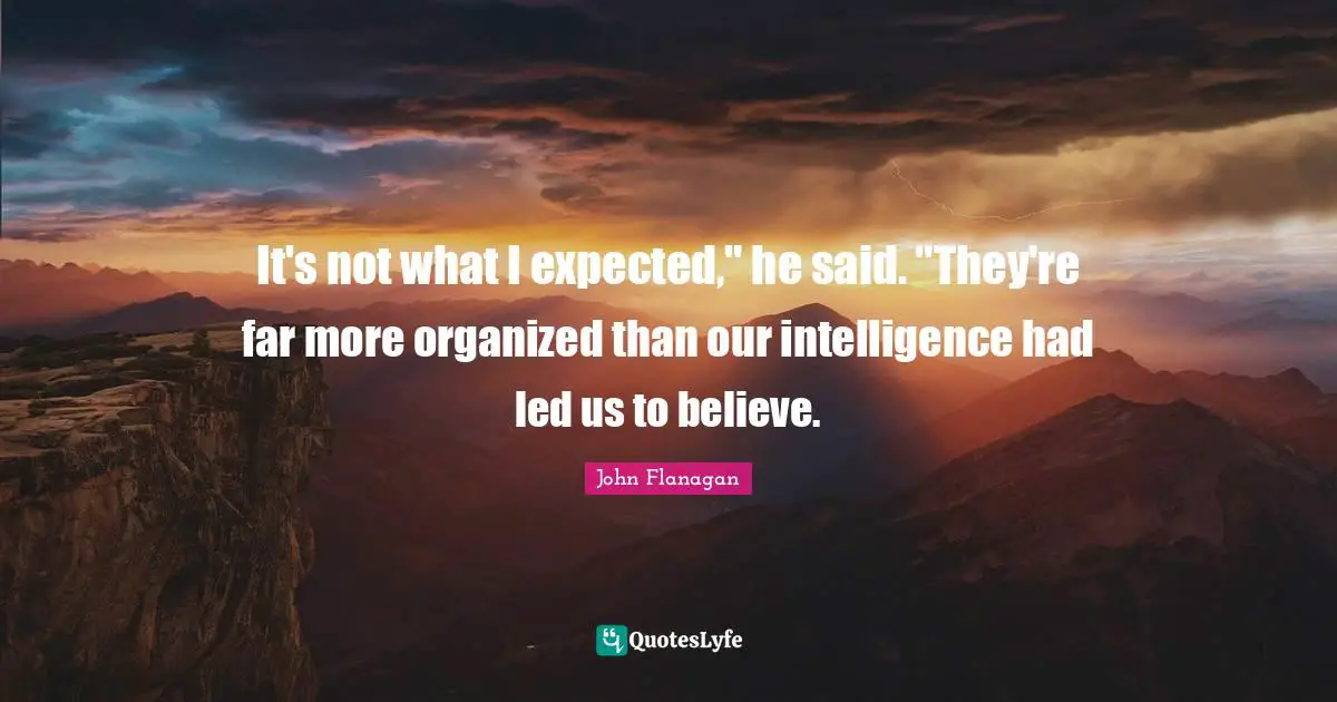 It's not what I expected," he said. "They're far more organized than our intelligence had led us to believe.