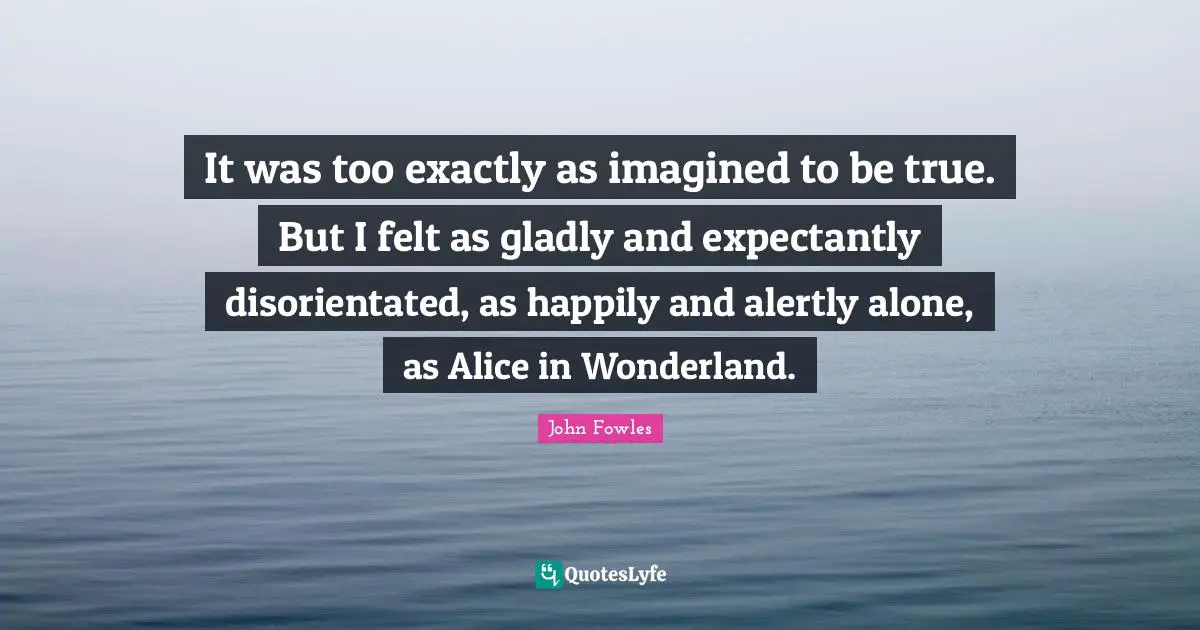 It was too exactly as imagined to be true. But I felt as gladly and expectantly disorientated, as happily and alertly alone, as Alice in Wonderland.
