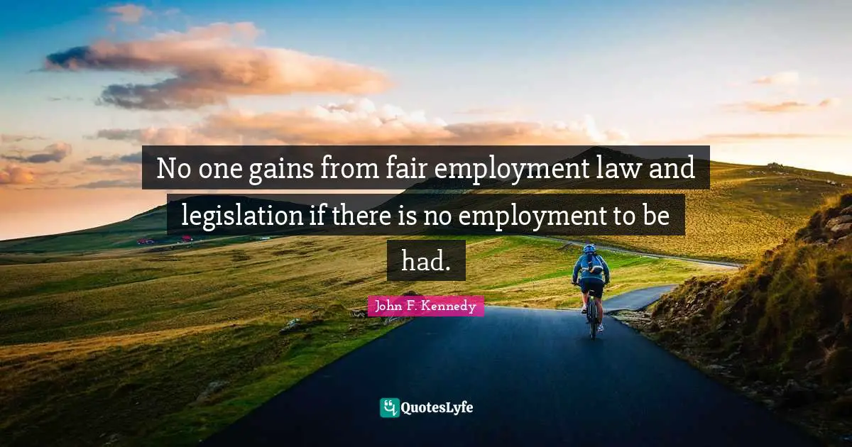 No one gains from fair employment law and legislation if there is no employment to be had.