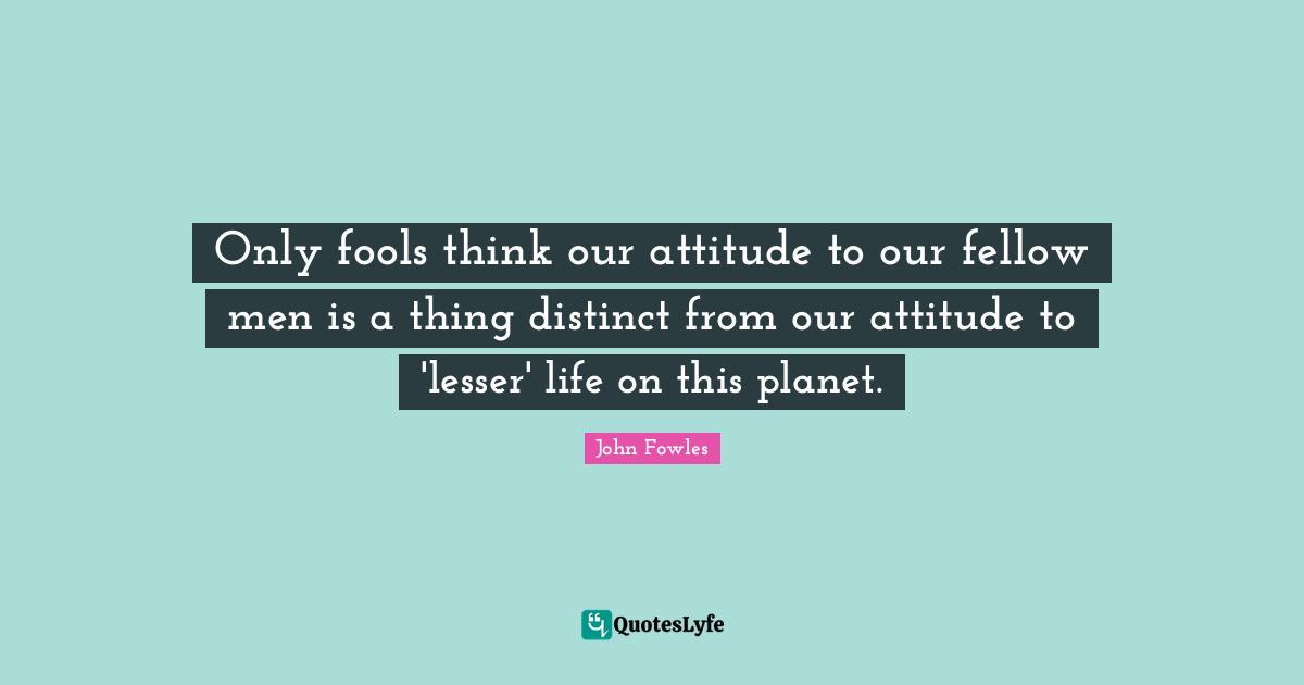 Only fools think our attitude to our fellow men is a thing distinct from our attitude to 'lesser' life on this planet.