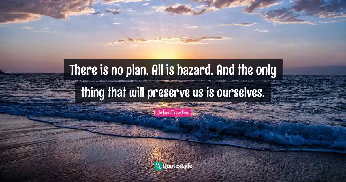 There is no plan. All is hazard. And the only thing that will preserve us is ourselves.