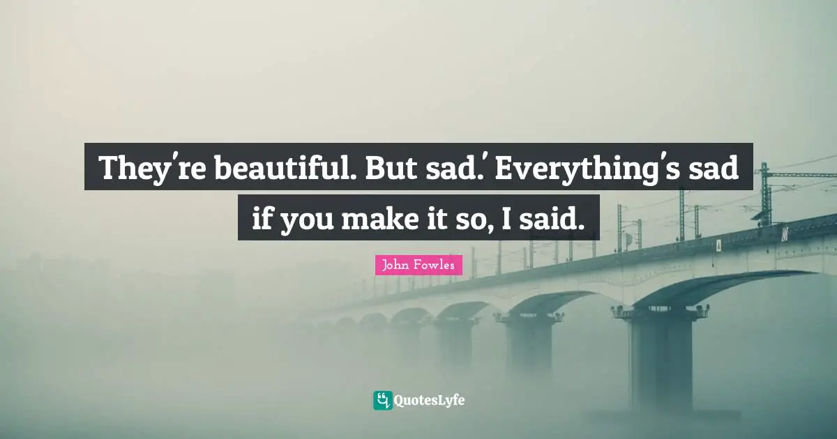 They're beautiful. But sad.' Everything's sad if you make it so, I said.