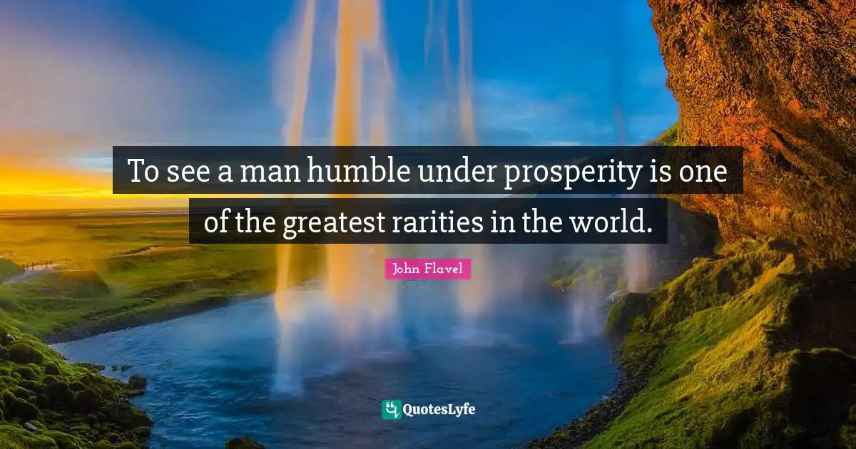 John Flavel Quotes: "To see a man humble under prosperity is one of the greatest rarities in the world."
