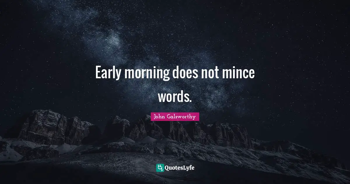 John Galsworthy Quotes: "Early morning does not mince words."