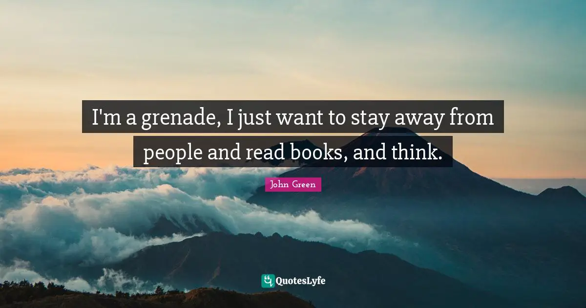 I'm a grenade, I just want to stay away from people and read books, and think.