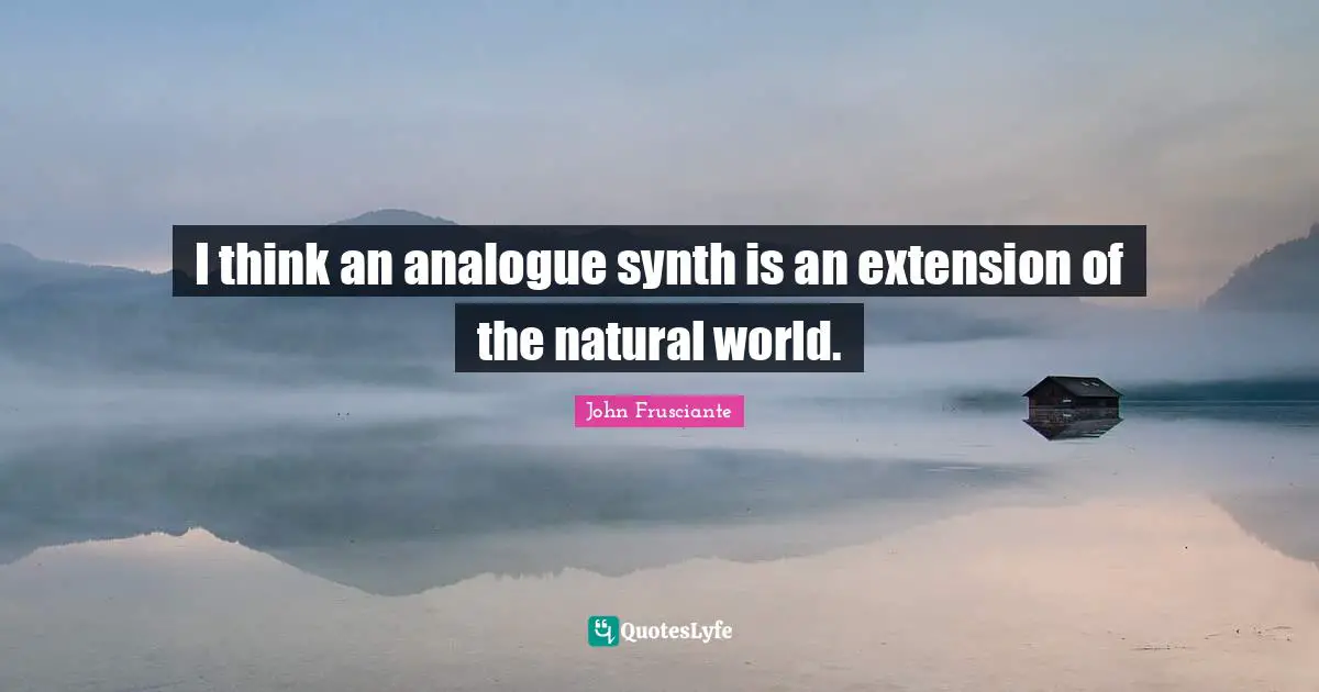 I think an analogue synth is an extension of the natural world.