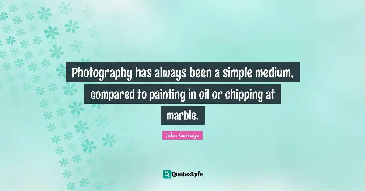 Photography has always been a simple medium, compared to painting in oil or chipping at marble.
