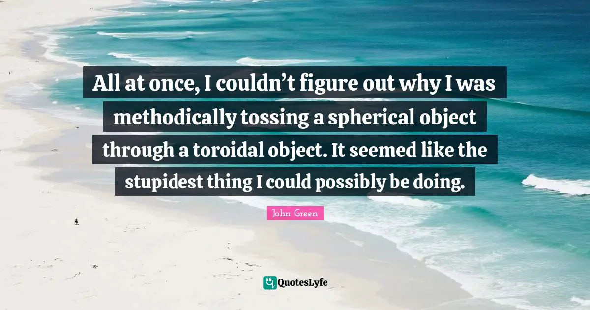 All at once, I couldn’t figure out why I was methodically tossing a spherical object through a toroidal object. It seemed like the stupidest thing I could possibly be doing.