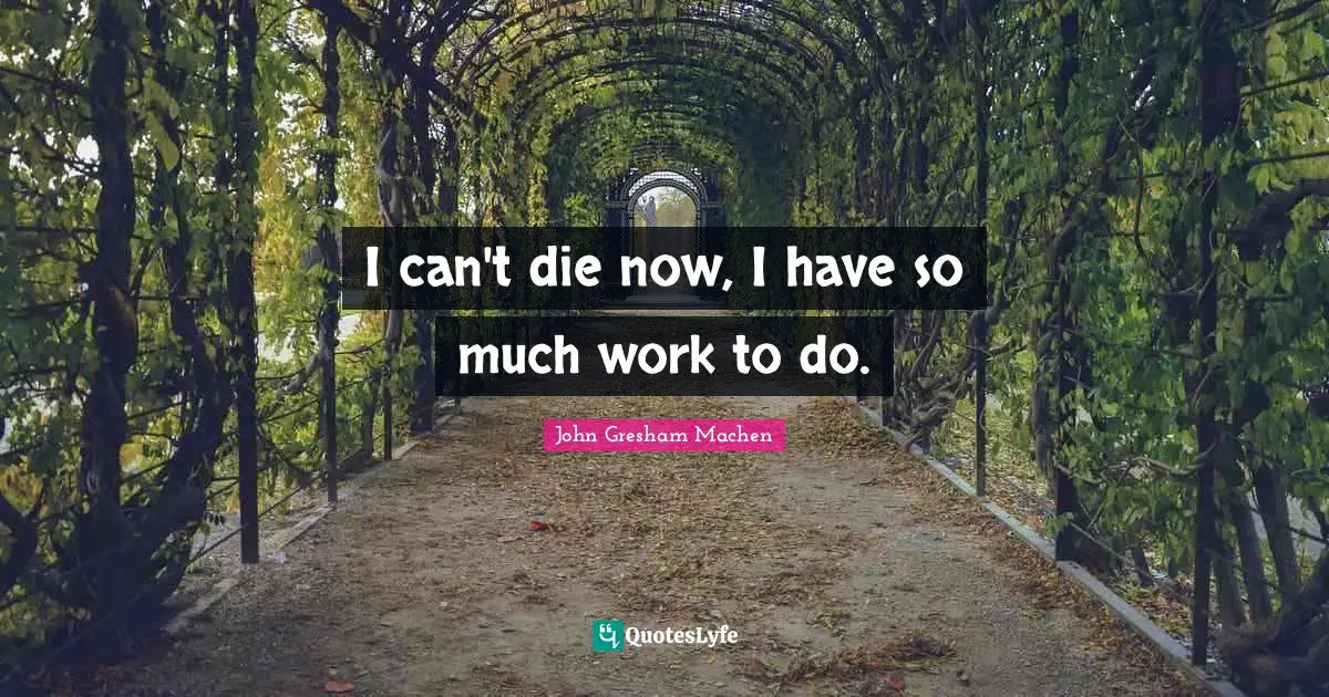 John Gresham Machen Quotes: "I can't die now, I have so much work to do."