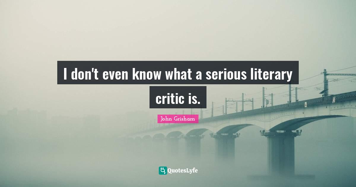 I don't even know what a serious literary critic is.