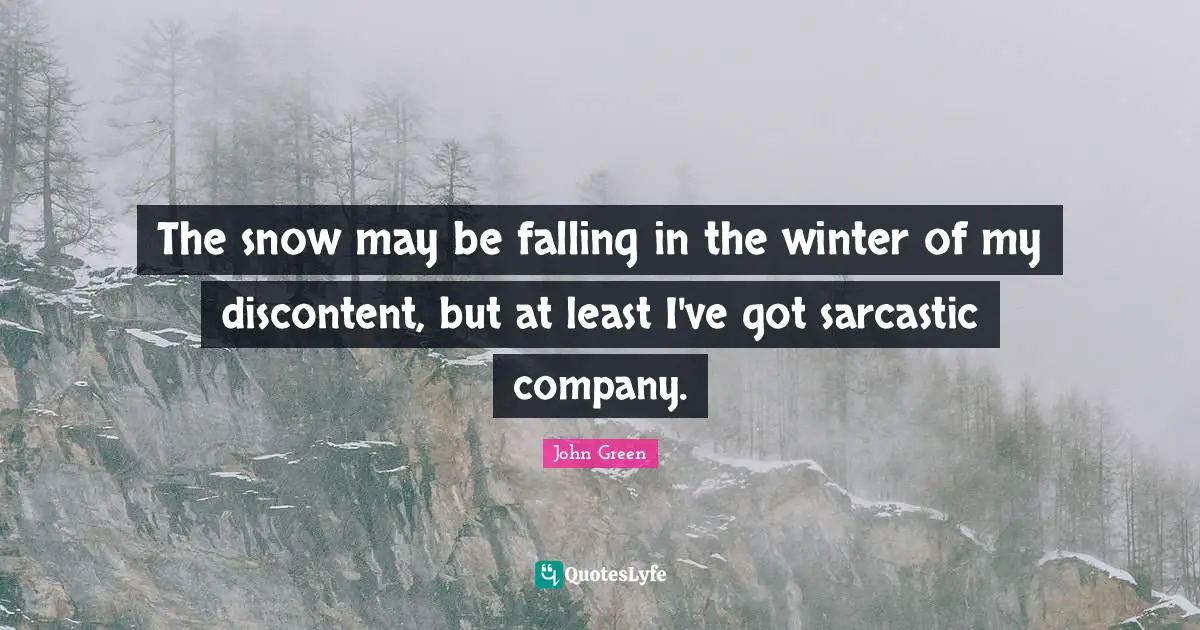 The snow may be falling in the winter of my discontent, but at least I've got sarcastic company.