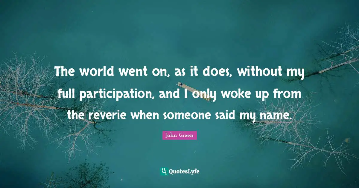 The world went on, as it does, without my full participation, and I only woke up from the reverie when someone said my name.