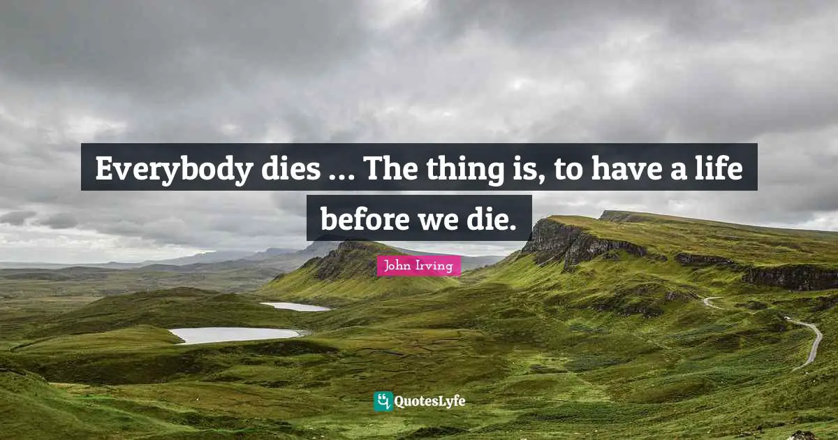John Irving Quotes: "Everybody dies … The thing is, to have a life before we die."