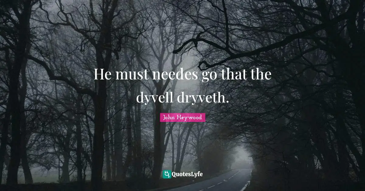 He must needes go that the dyvell dryveth.