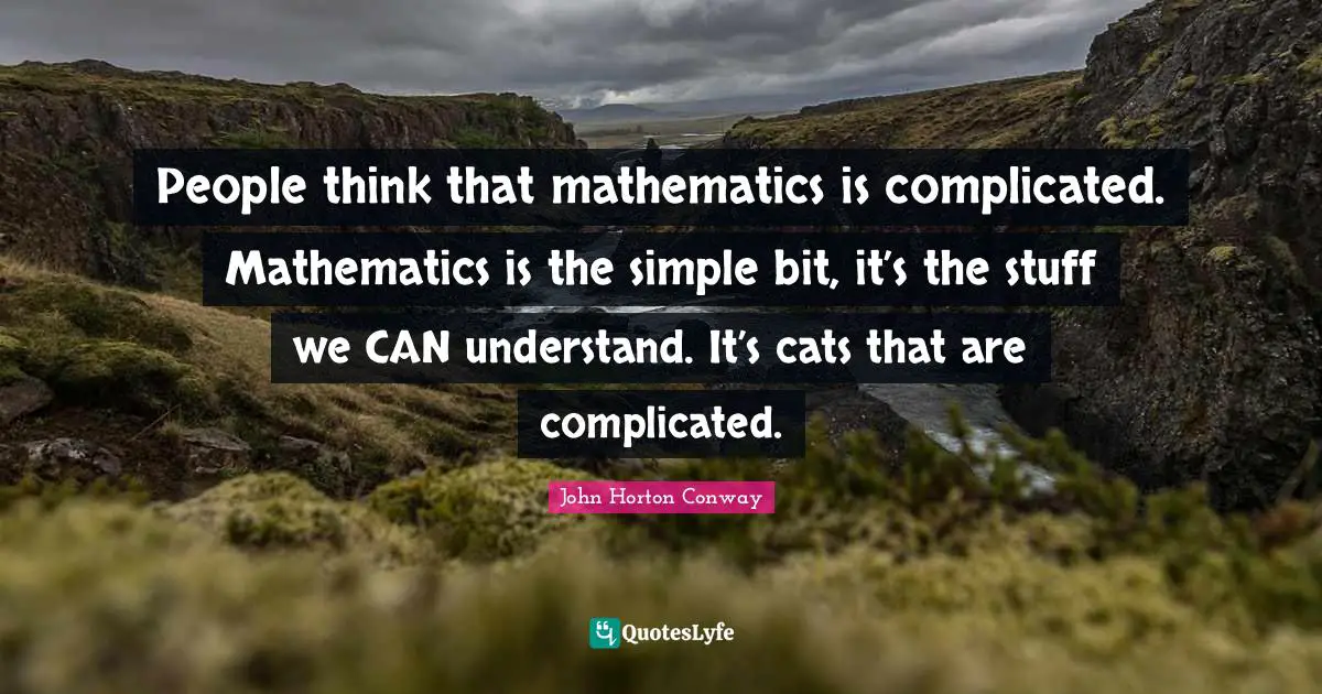 People think that mathematics is complicated. Mathematics is the simple bit, it’s the stuff we CAN understand. It’s cats that are complicated.