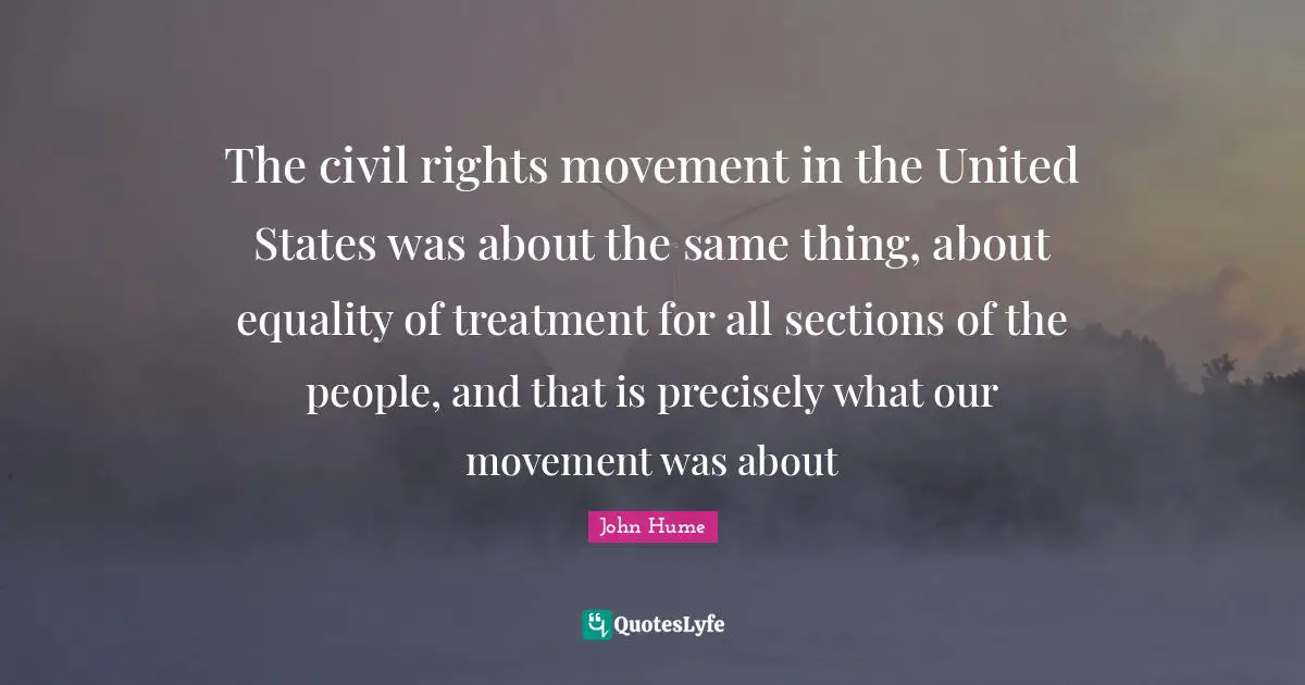 The civil rights movement in the United States was about the same thing, about equality of treatment for all sections of the people, and that is precisely what our movement was about
