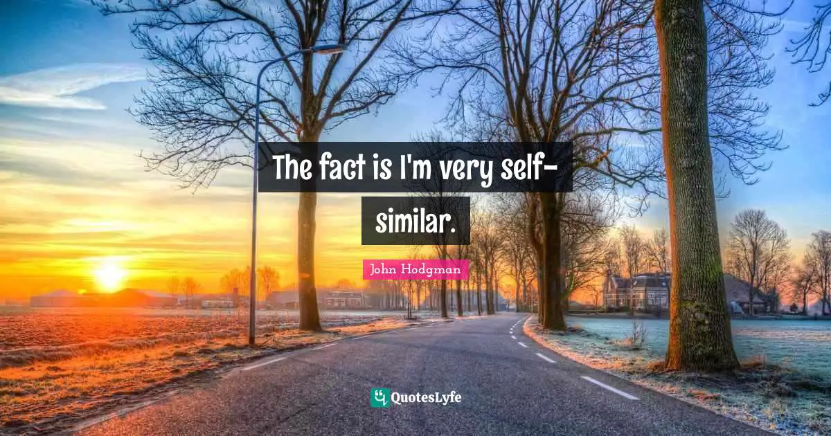 The fact is I'm very self-similar.