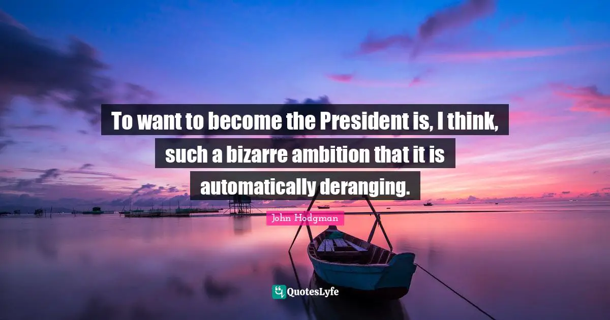 To want to become the President is, I think, such a bizarre ambition that it is automatically deranging.