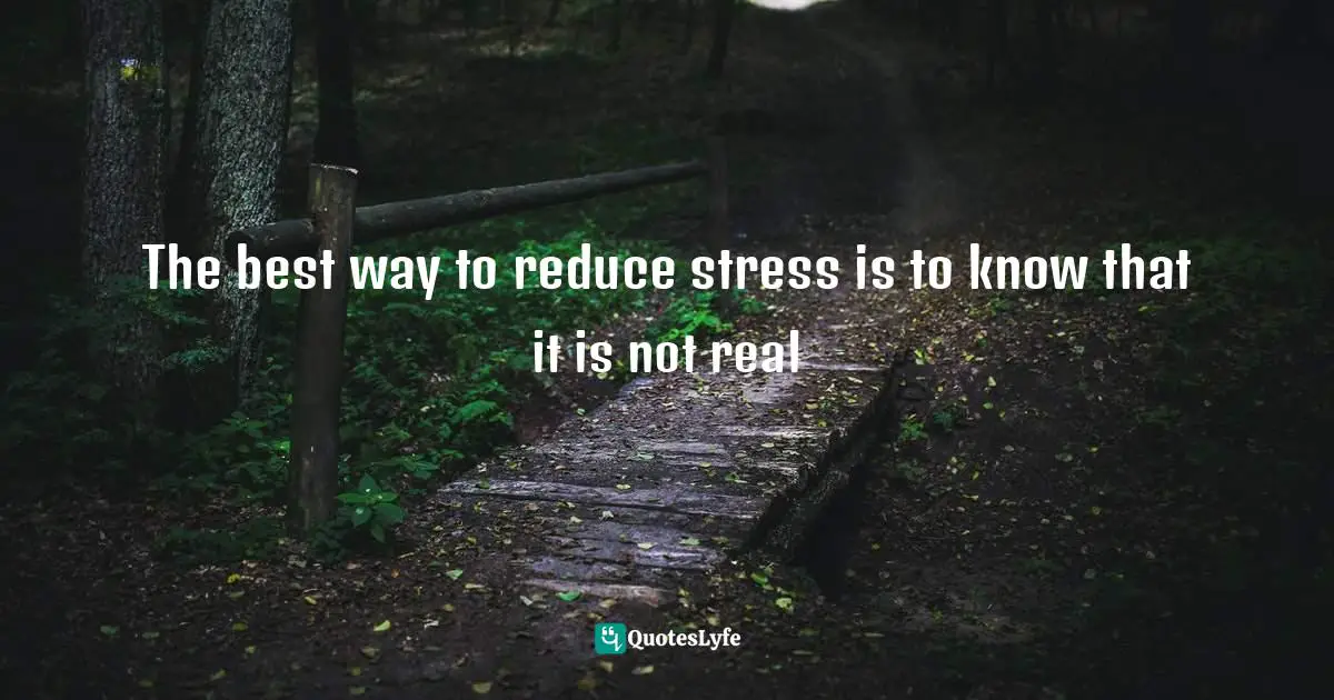 The best way to reduce stress is to know that it is not real