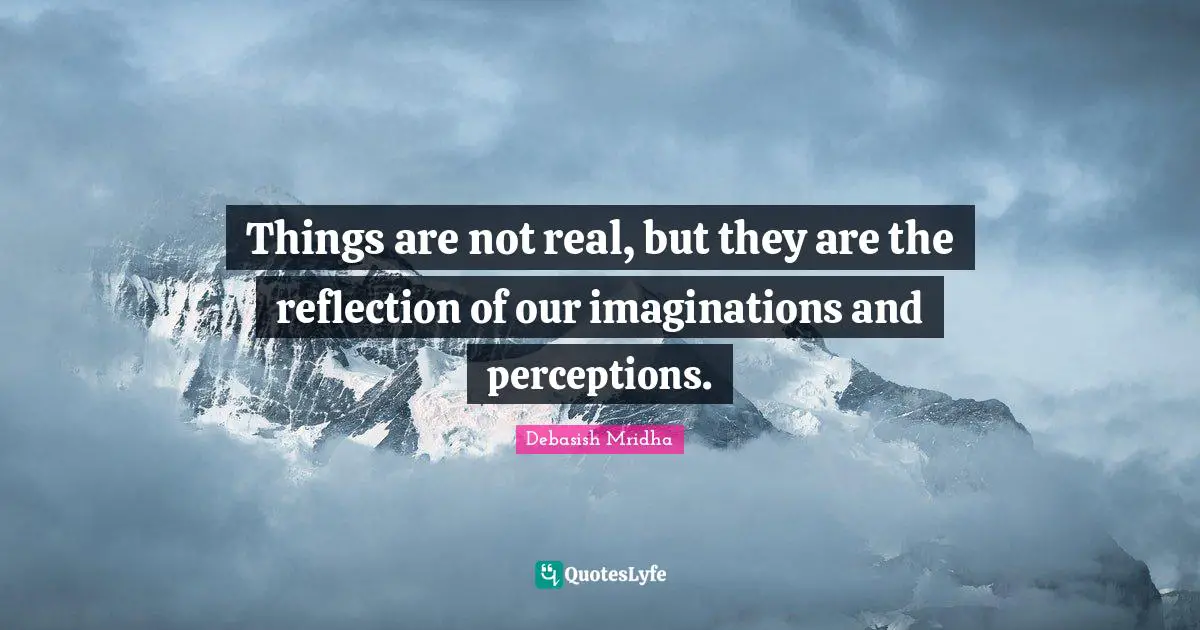 Things are not real, but they are the reflection of our imaginations and perceptions.