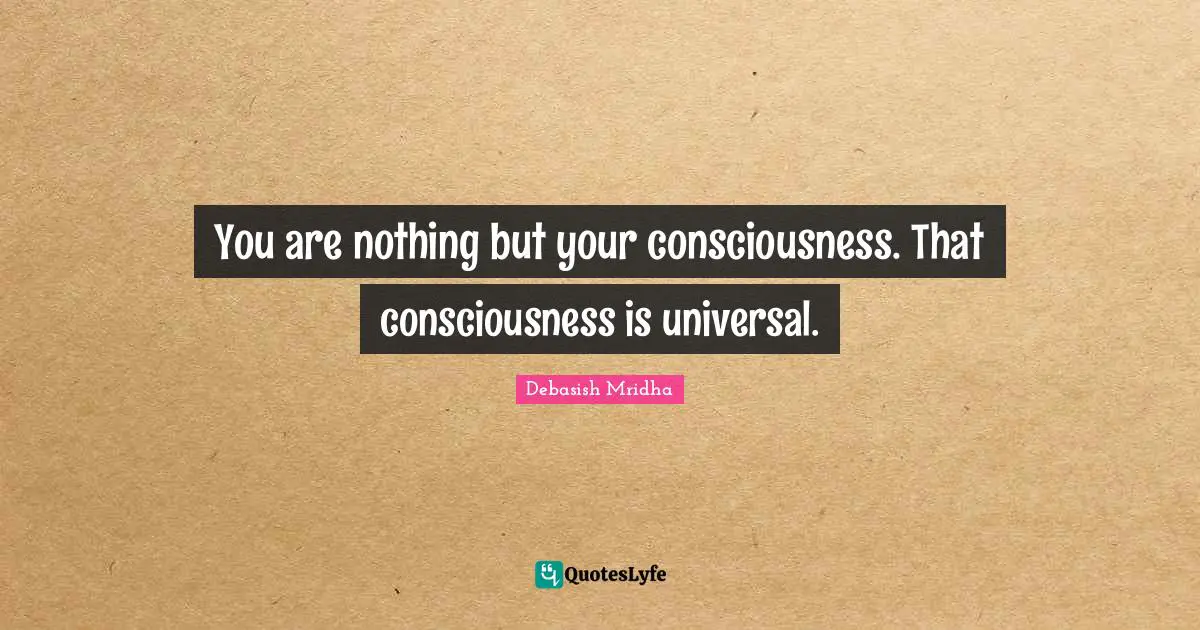 You are nothing but your consciousness. That consciousness is universal.
