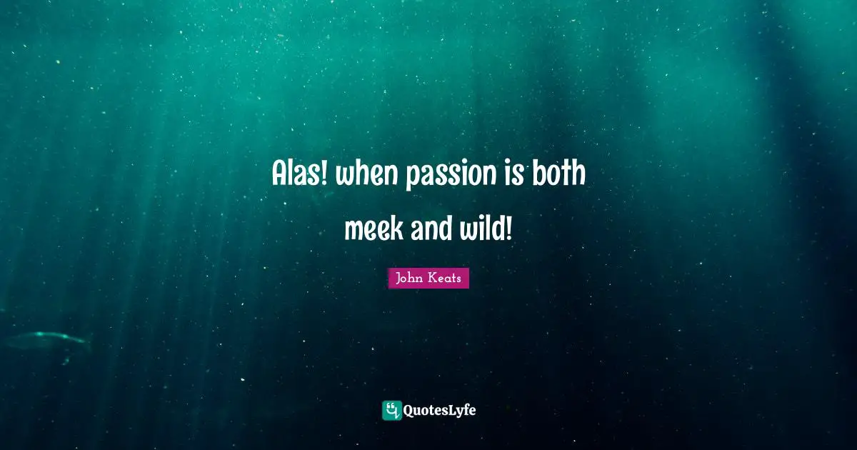 Alas! when passion is both meek and wild!